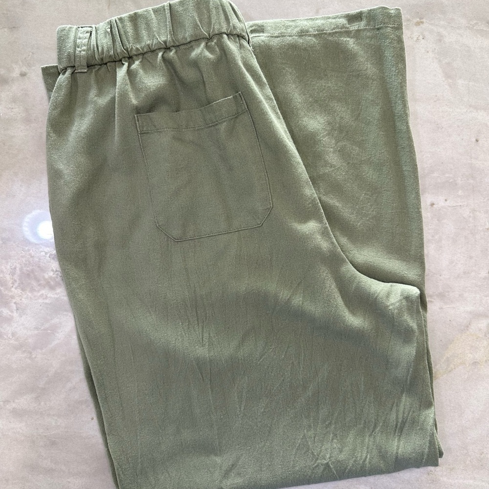 Sound Style Elastic-Waist Business Casual Pants in Olive Green